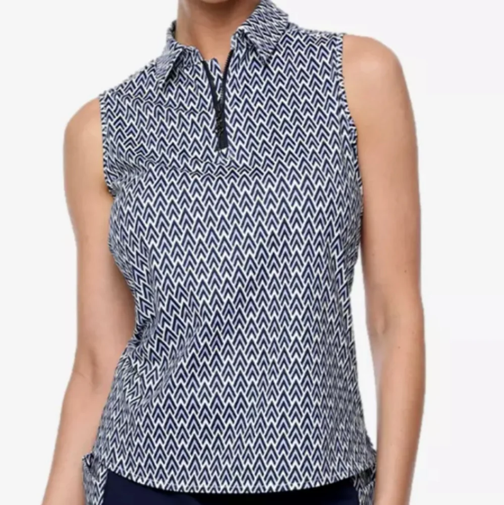 Belyn Key Keystone Skyline Sleeveless Polo Shirt Size Medium UPF 50 Golf